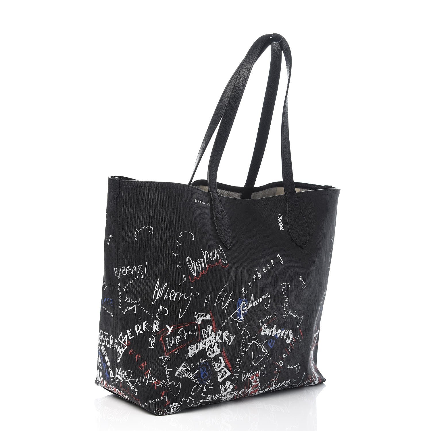 Burberry Coated Canvas Mega Check Sketchbook Medium Reversible Doodle Tote Black 3 of 10
