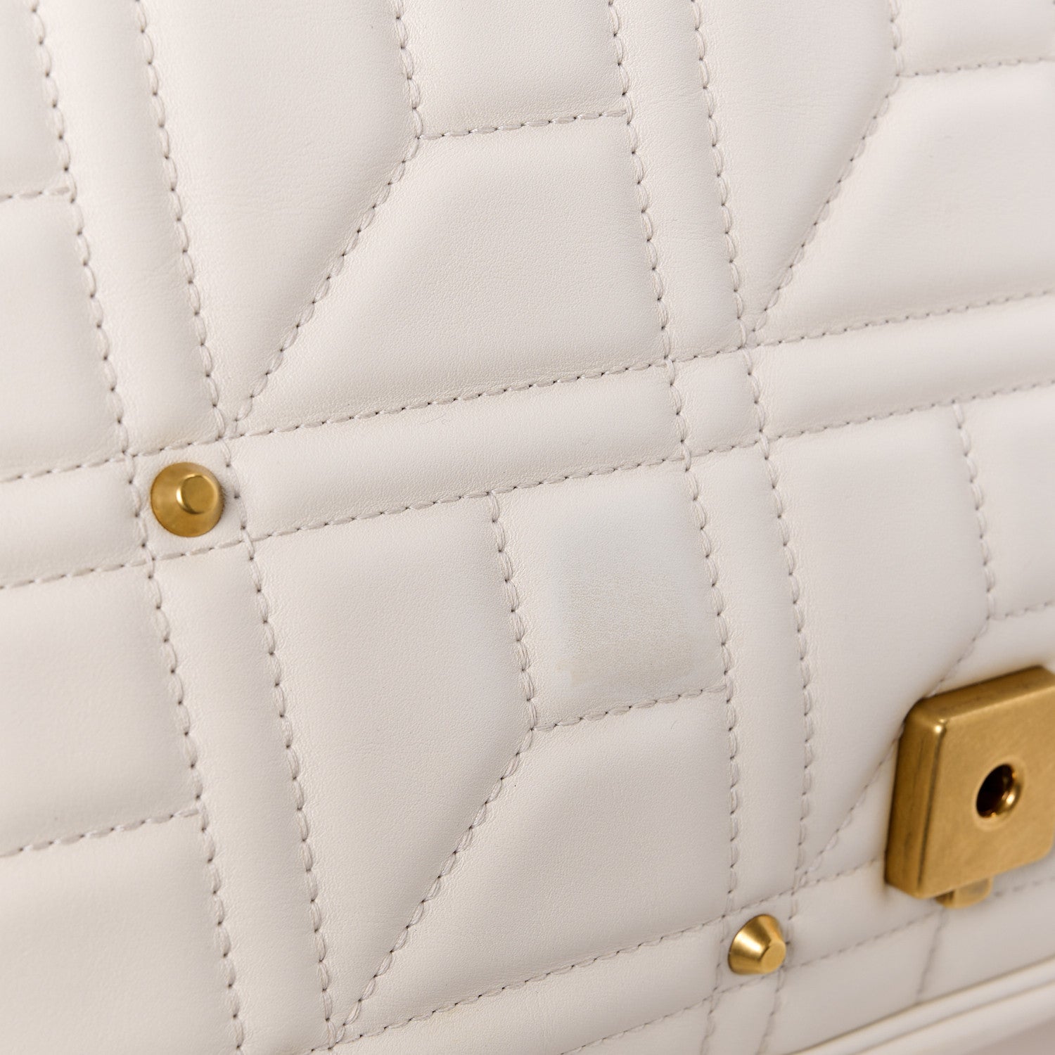 Gucci Calfskin Matelasse Studded Medium GG Marmont Shoulder Bag White 14 of 14