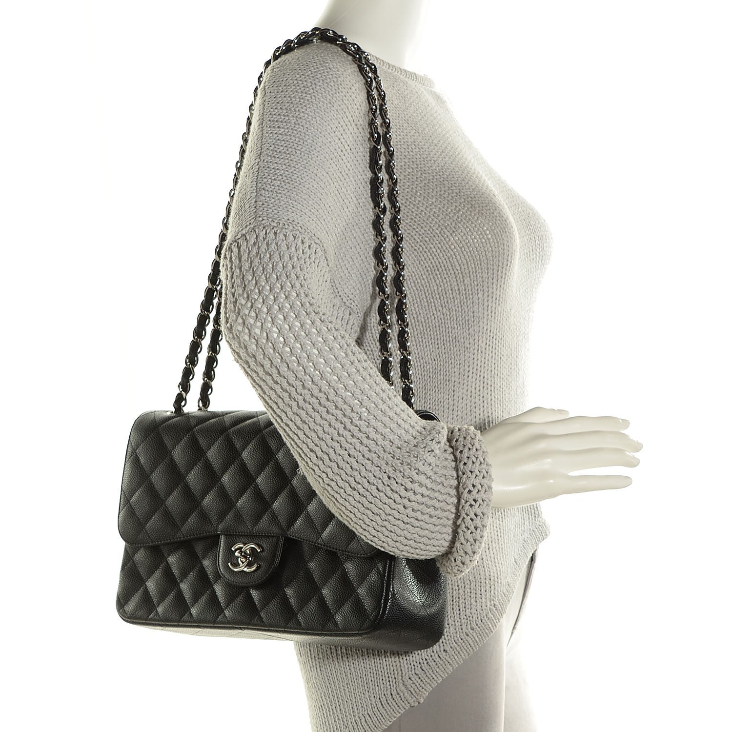 Chanel Caviar Quilted Jumbo Double Flap Black 2 of 8