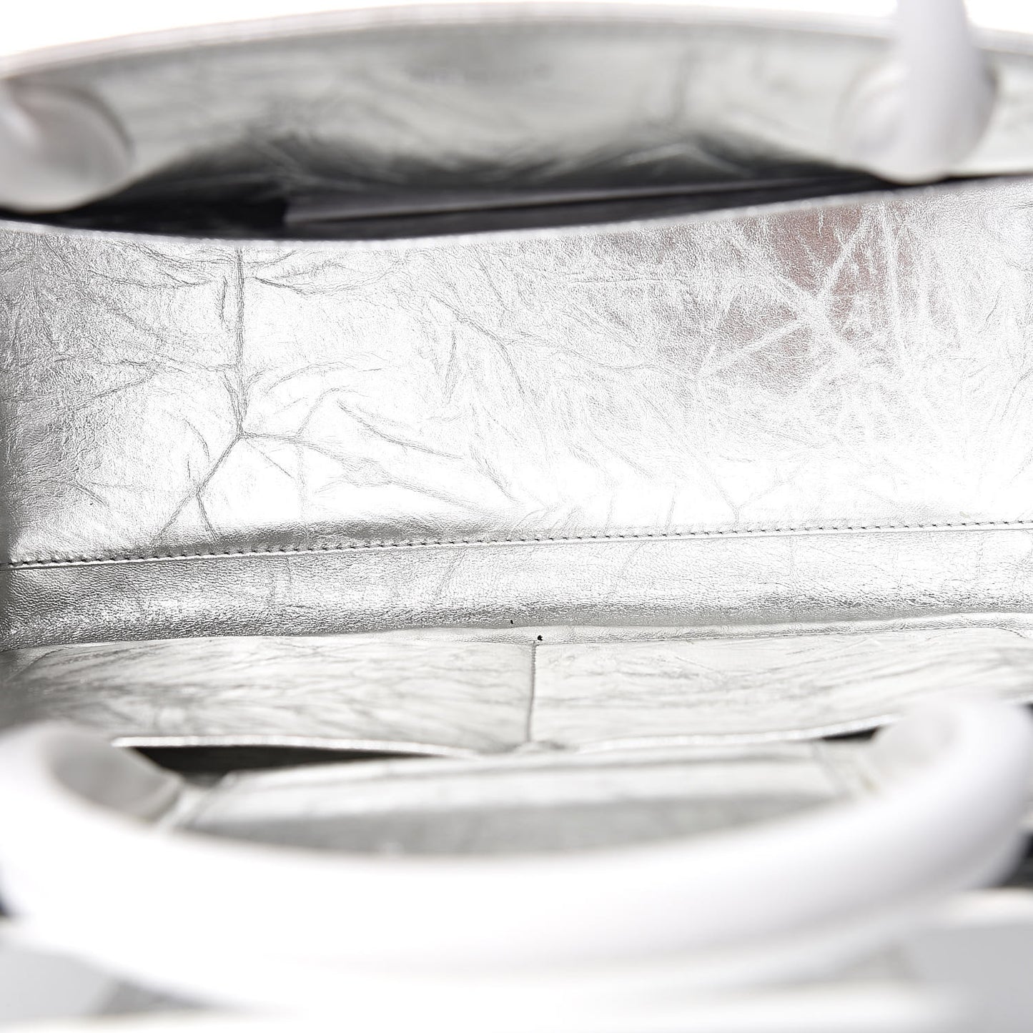 Metallic Calfskin Medium Diorever Flap Silver