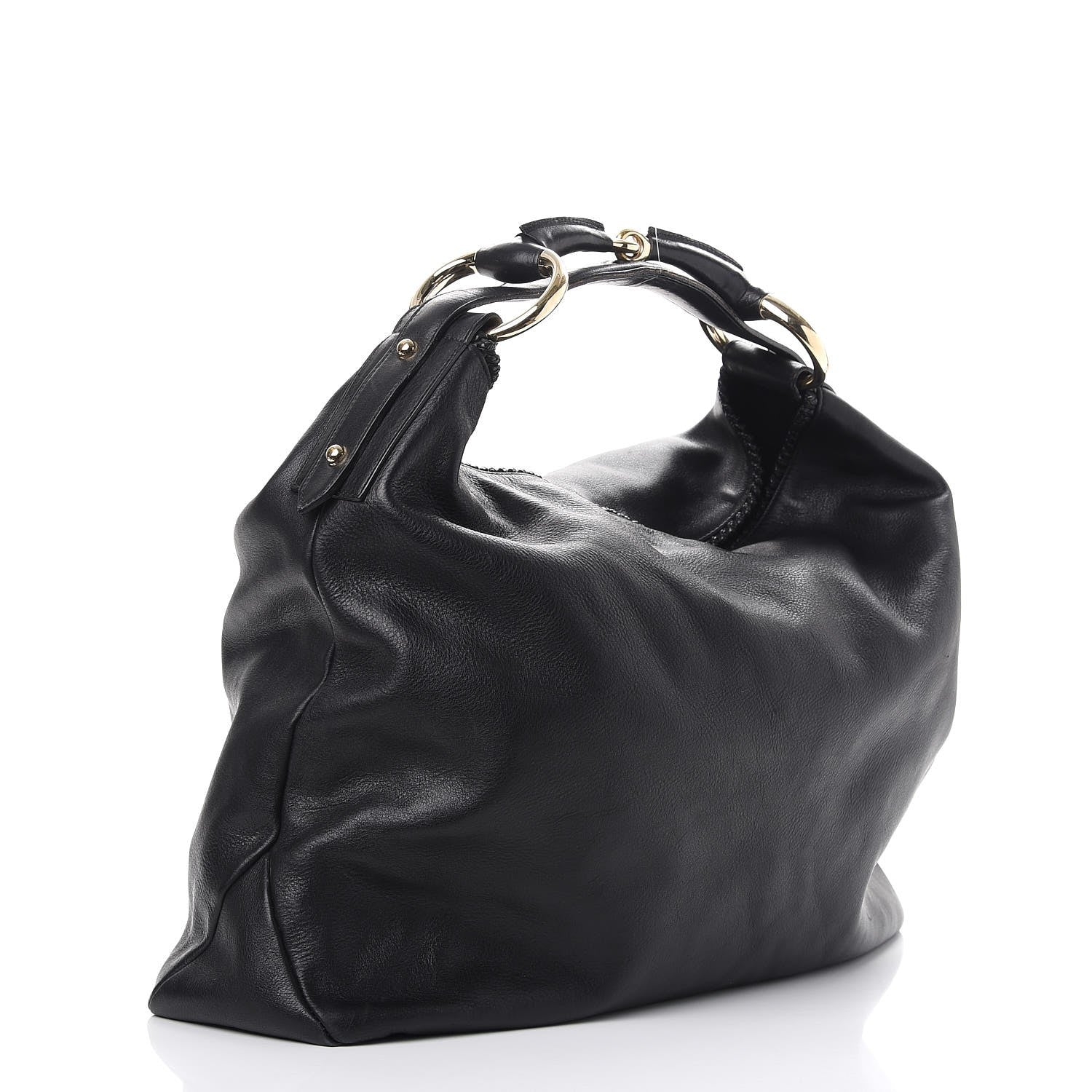 Gucci Calfskin Large Horsebit Chain Hobo Black 3 of 8