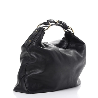 Gucci Calfskin Large Horsebit Chain Hobo Black 3 of 8