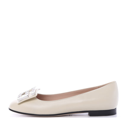 Gucci Malaga Kid Crystal Square G Madelyn Ballet Flats 37 Vintage White 1 of 9