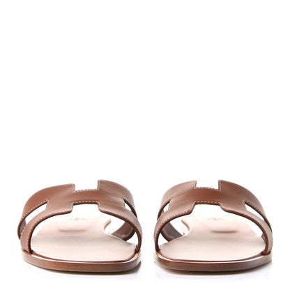 Hermes Box Calfskin Oran Sandals 42 Gold 2 of 9