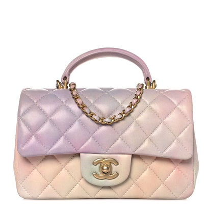Chanel Lambskin Quilted Ombre Mini Top Handle Rectangular Flap Pink Multicolor 1 of 9
