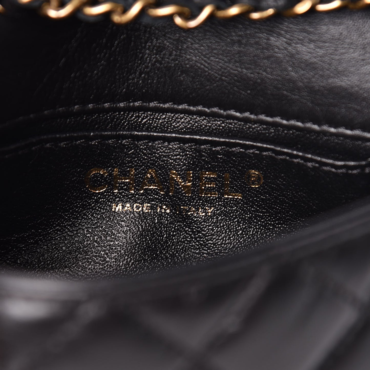 Aged Calfskin Quilted Extra Mini Medallion Flap Black