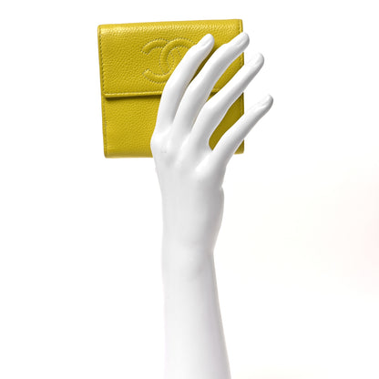 Chanel Caviar Timeless CC Compact French Wallet Yellow 3 of 9