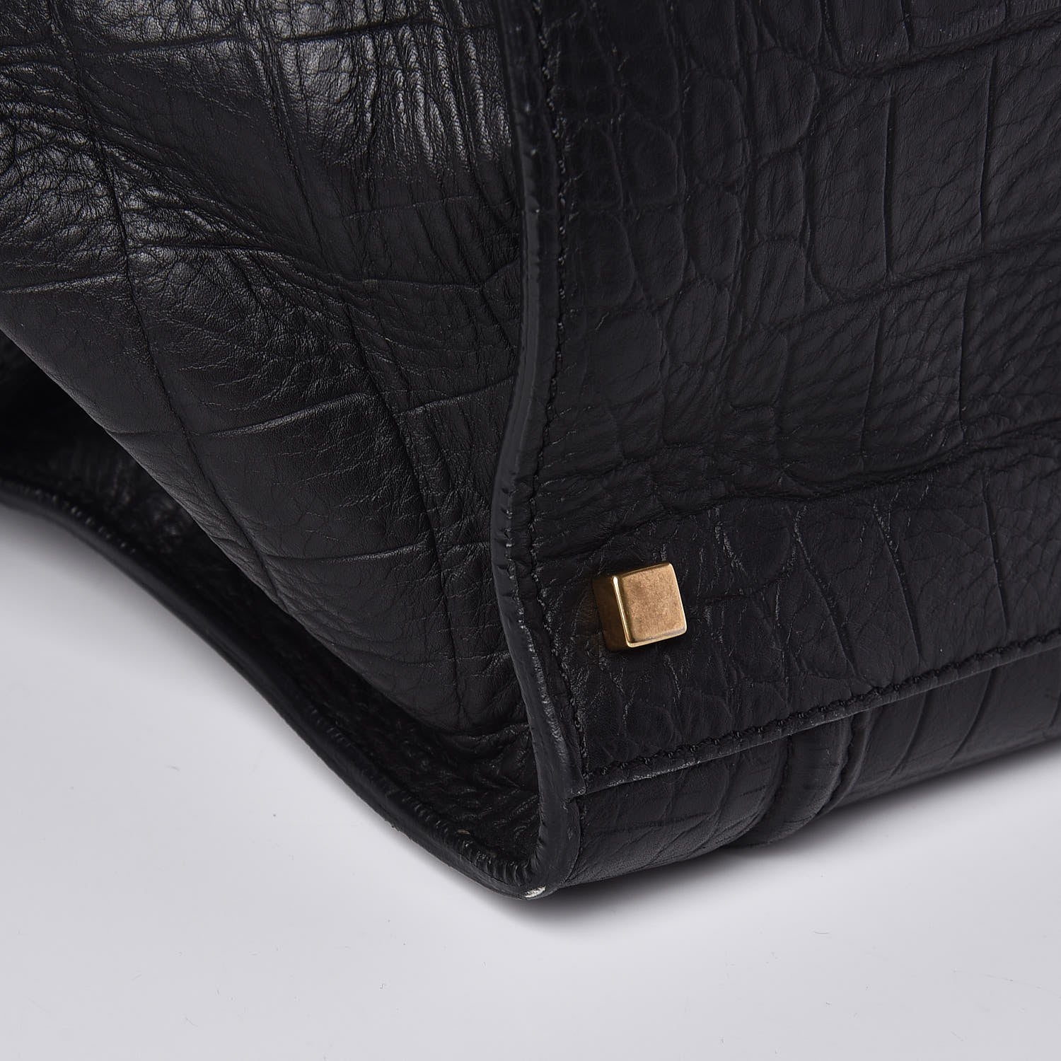 Celine Crocodile Embossed Calfskin Large Phantom Luggage Black 14 of 17