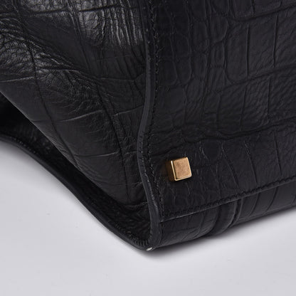 Celine Crocodile Embossed Calfskin Large Phantom Luggage Black 14 of 17