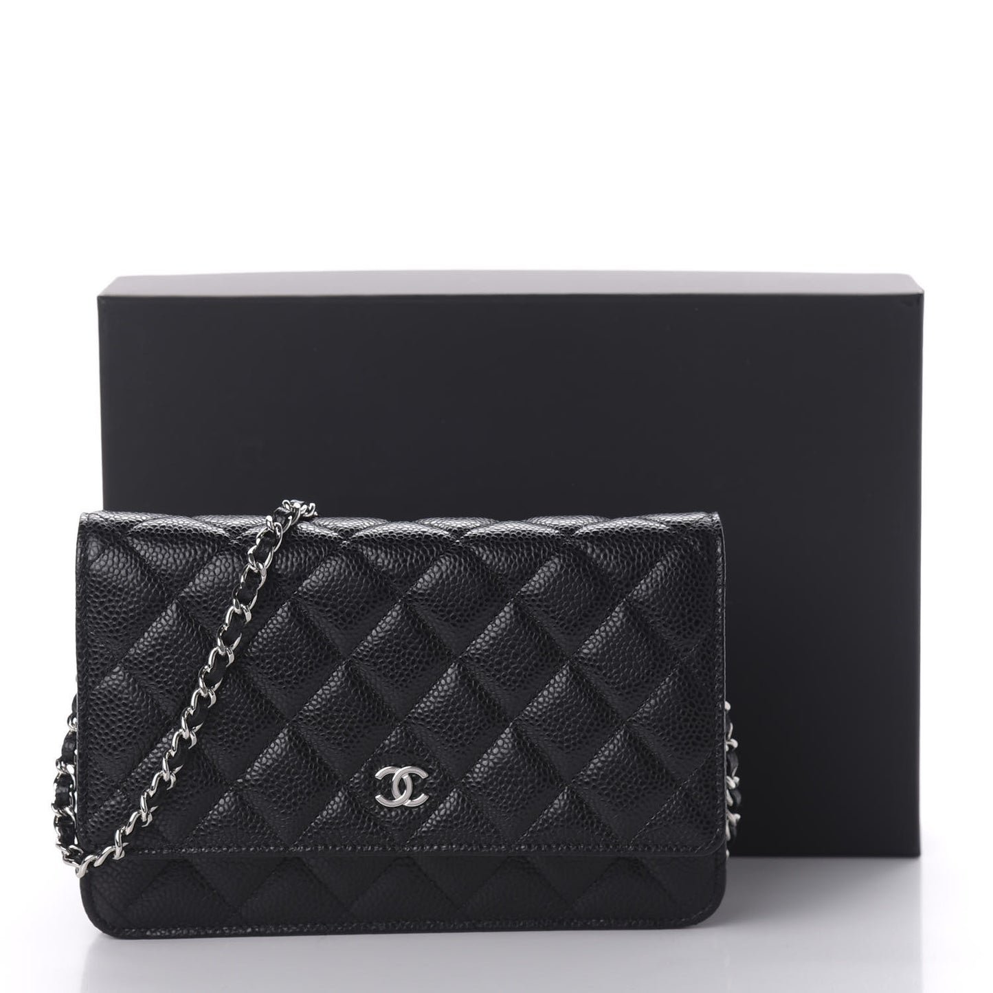 Caviar Quilted Wallet On Chain WOC Black