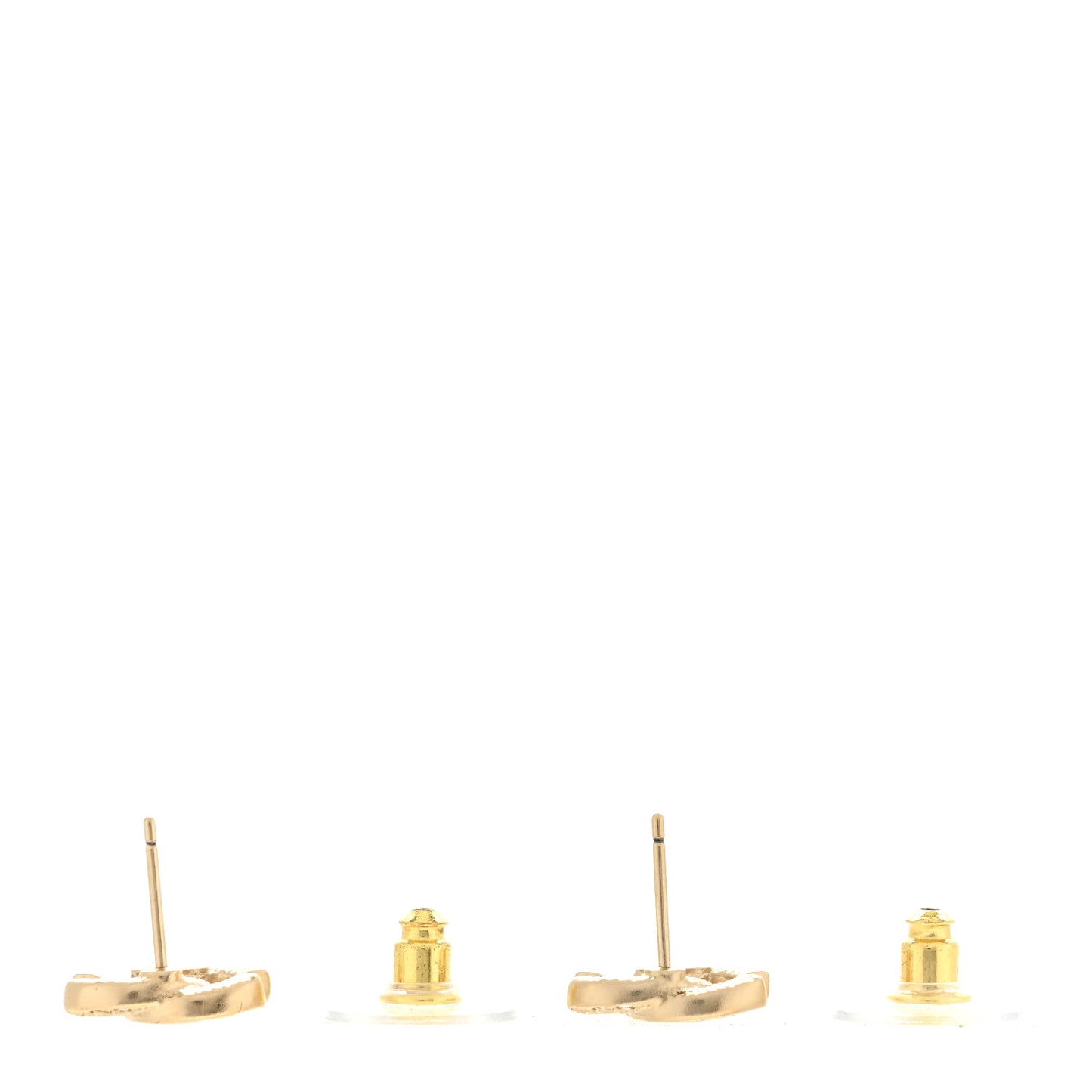 Metal Crystal CC Earrings Gold
