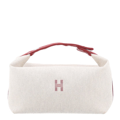 Hermes Canvas Large Bride-A-Brac Pouch Natural Rouge H 1 of 9