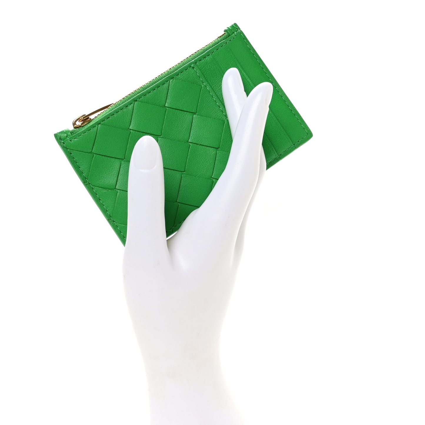Nappa Intrecciato Zipped Card Case Parakeet