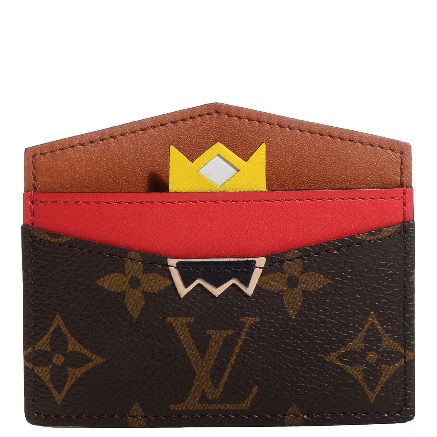 Monogram Tribal Mask Card Holder Red