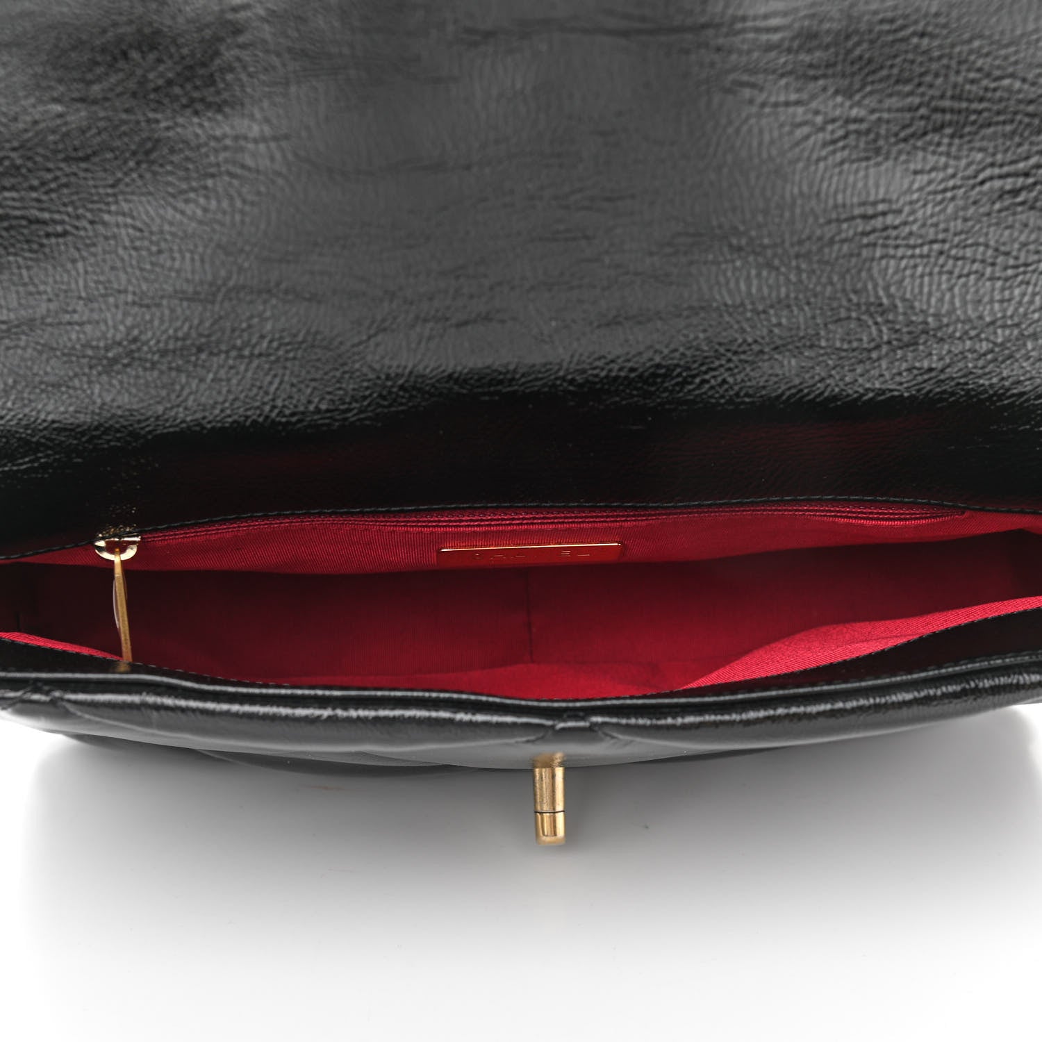 Chanel Shiny Crumpled Calfskin Quilted Large Chanel 19 Flap Black 9 of 19