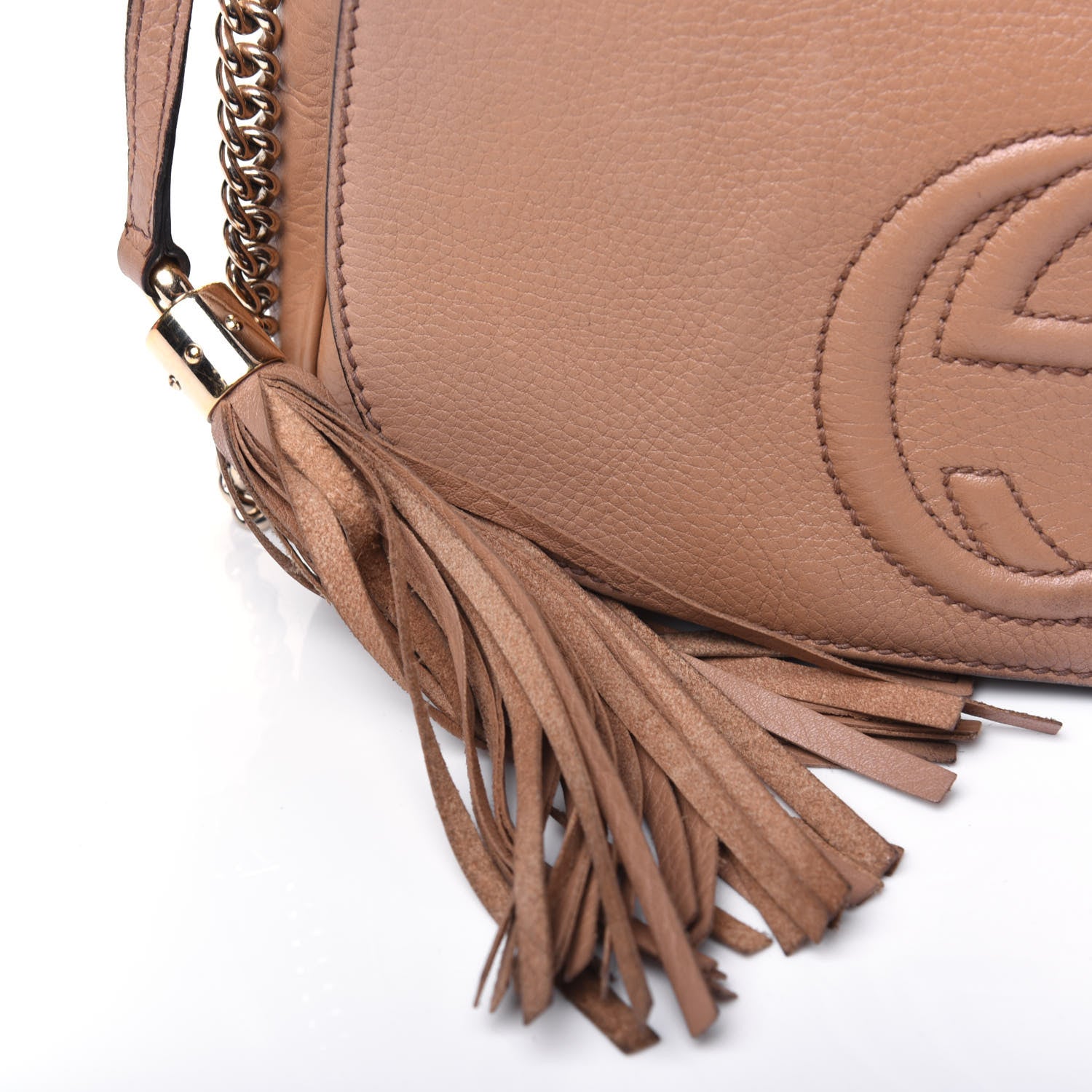 Gucci Pebbled Calfskin Medium Soho Flap Crossbody Camelia 25 of 25