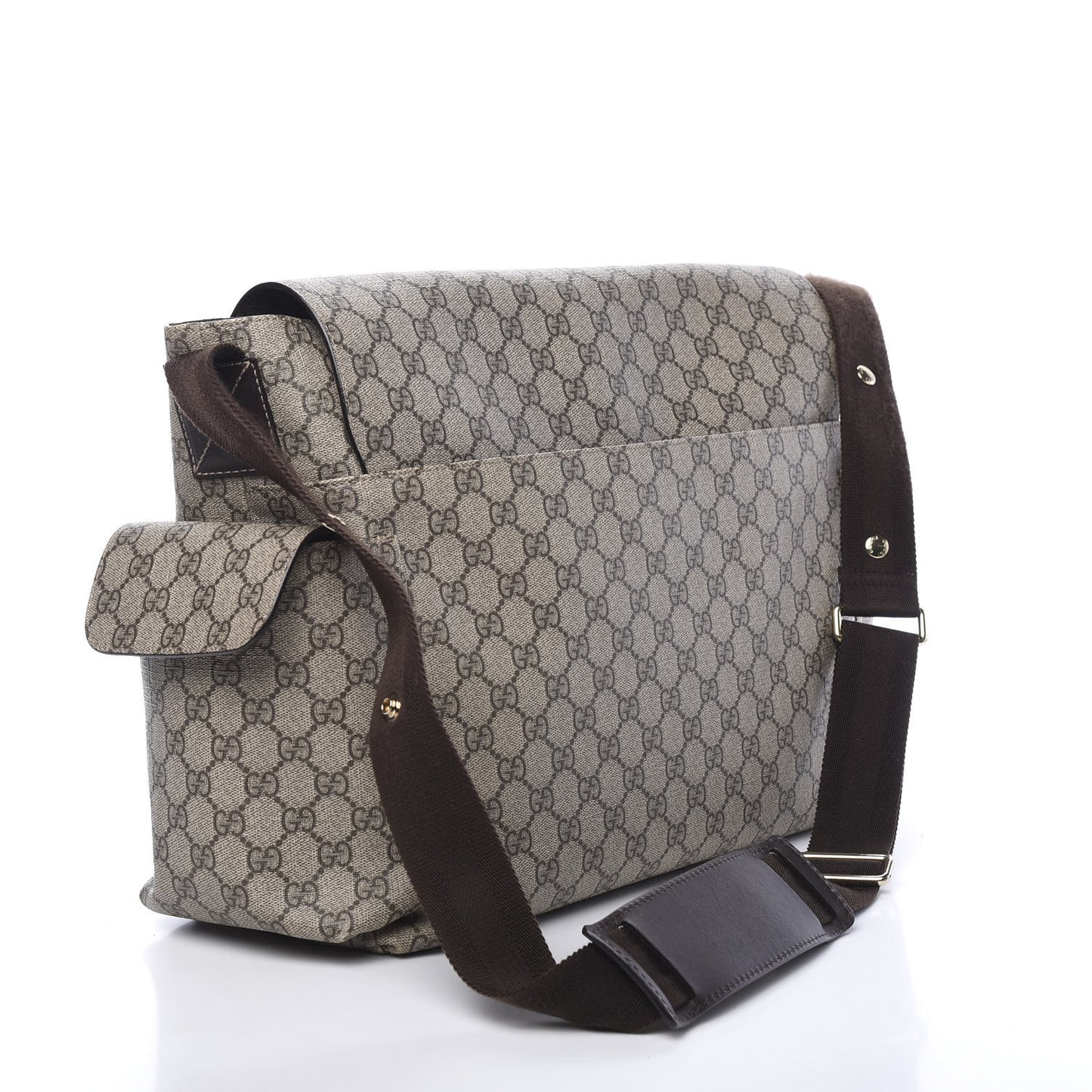 GG Plus Monogram Messenger Diaper Bag Dark Brown