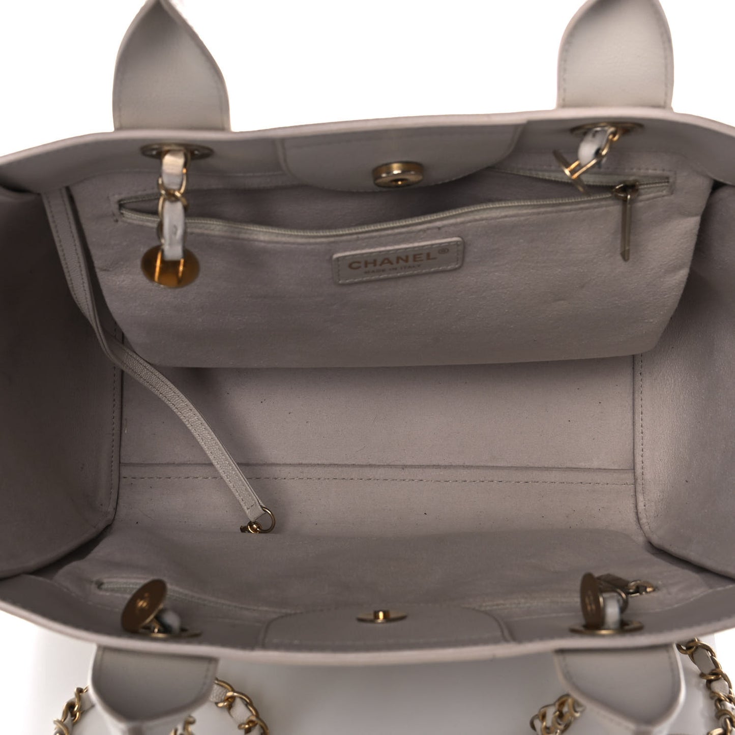 Caviar Medium Studded Deauville Tote Ivory