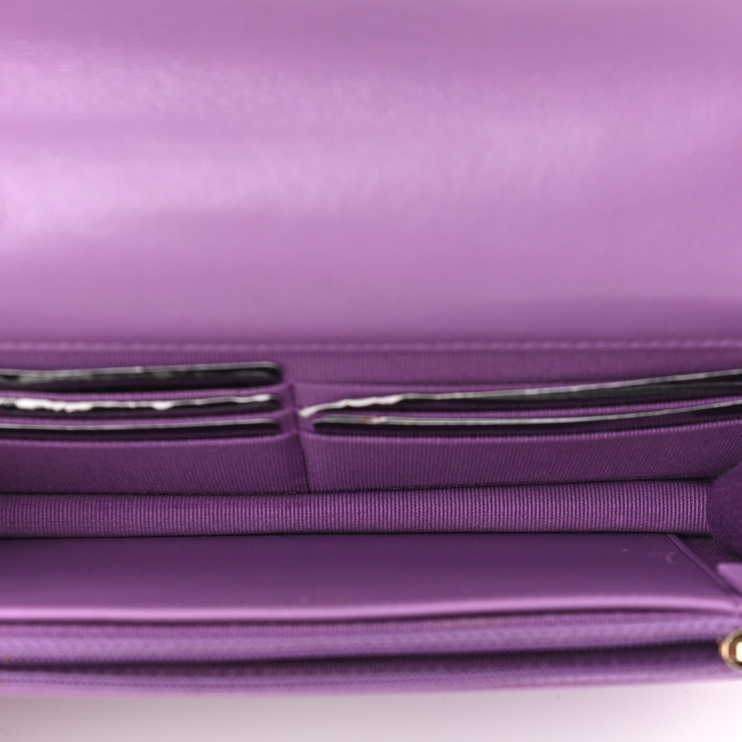 Lambskin Quilted Pick Me Up Wallet On Chain WOC Purple