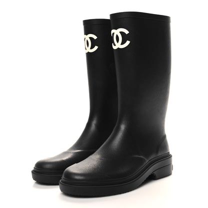 Chanel Caoutchouk CC High Boots 37 Black 3 of 8