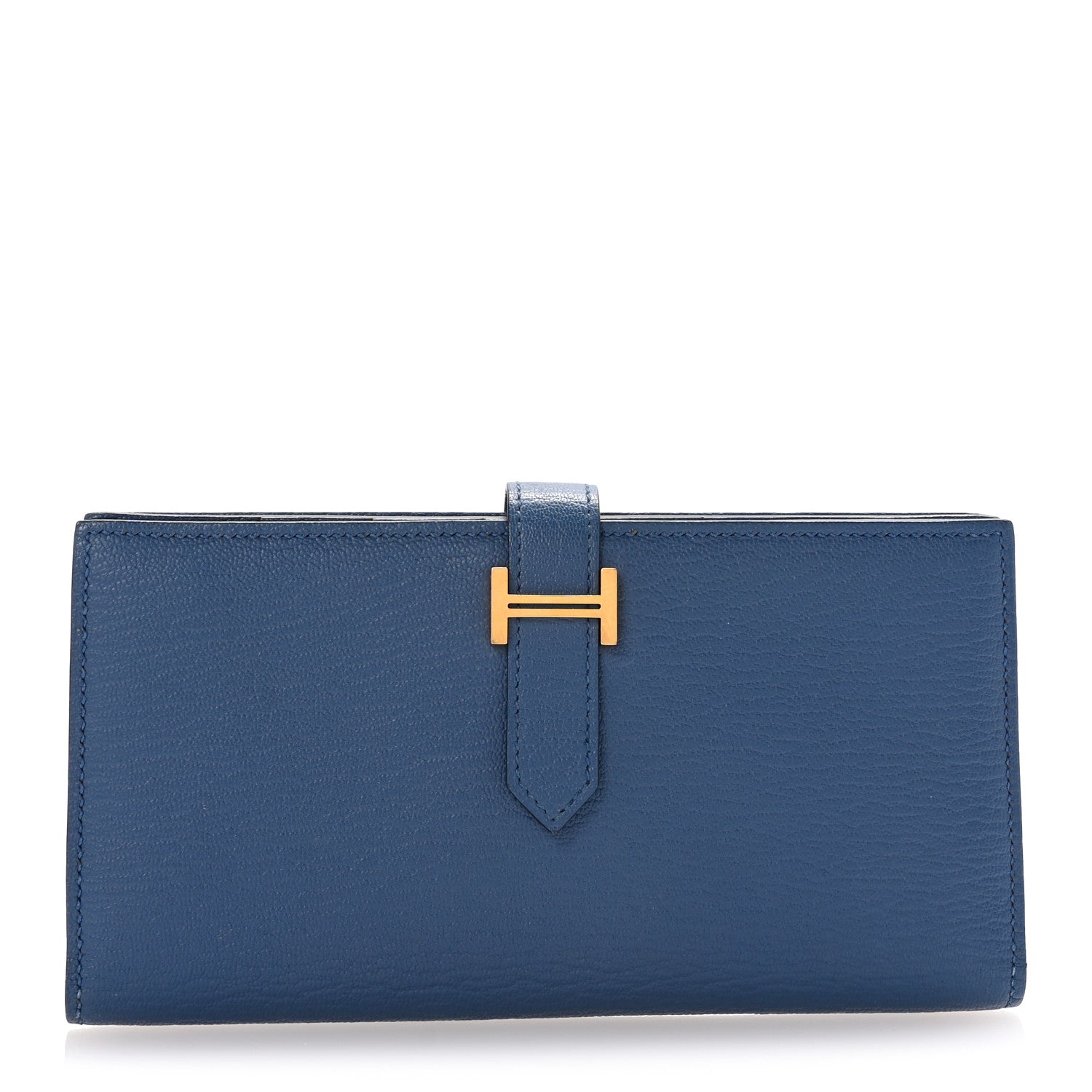 Hermes Chèvre Mysore Bearn Gusset Wallet Bleu Agate 1 of 7