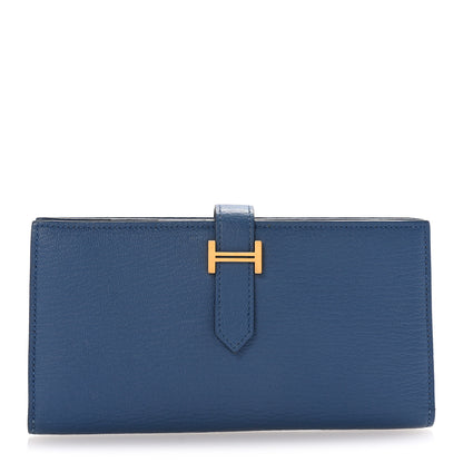 Hermes Chèvre Mysore Bearn Gusset Wallet Bleu Agate 1 of 7