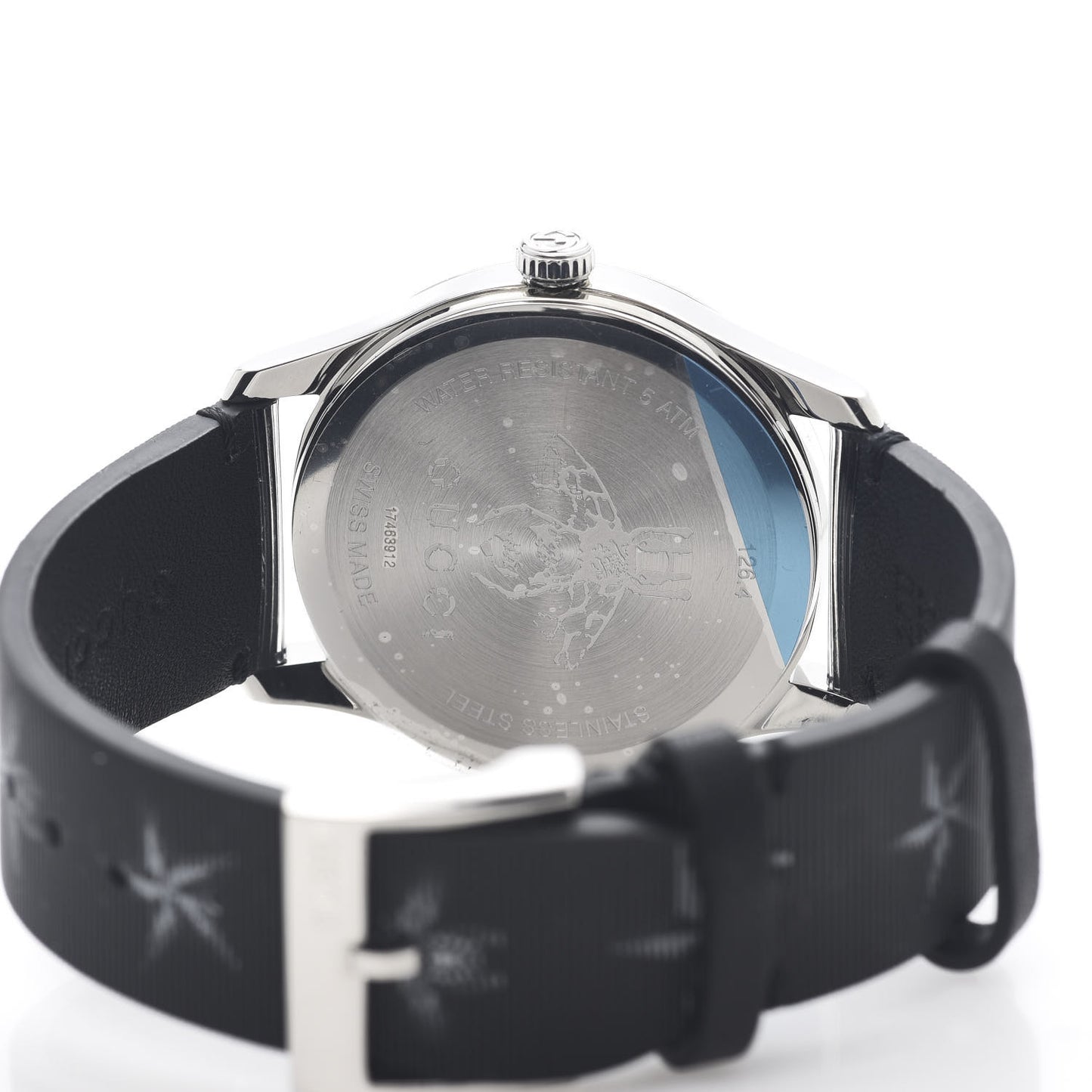 Stainless Steel Calfskin 38mm G-Timeless Bee Star Hologram Quartz Watch Black