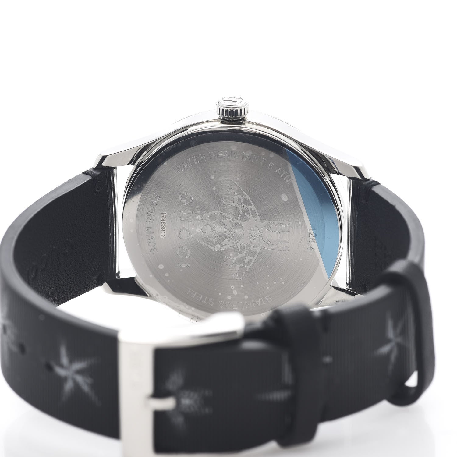 Gucci Stainless Steel Calfskin 38mm G-Timeless Bee Star Hologram Quartz Watch Black 5 of 6
