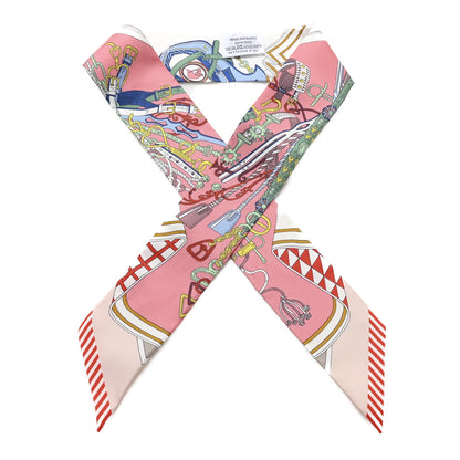 Hermes Silk Bouquets Selliers Twilly Rose Bleu Rouge Multi 1 of 3