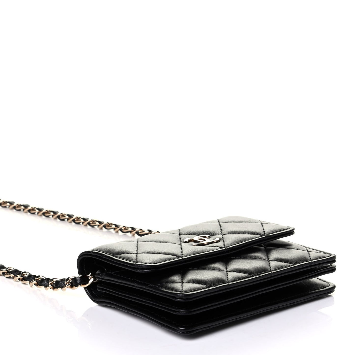 Lambskin Quilted My Chanel Lady Card Holder On Chain Black