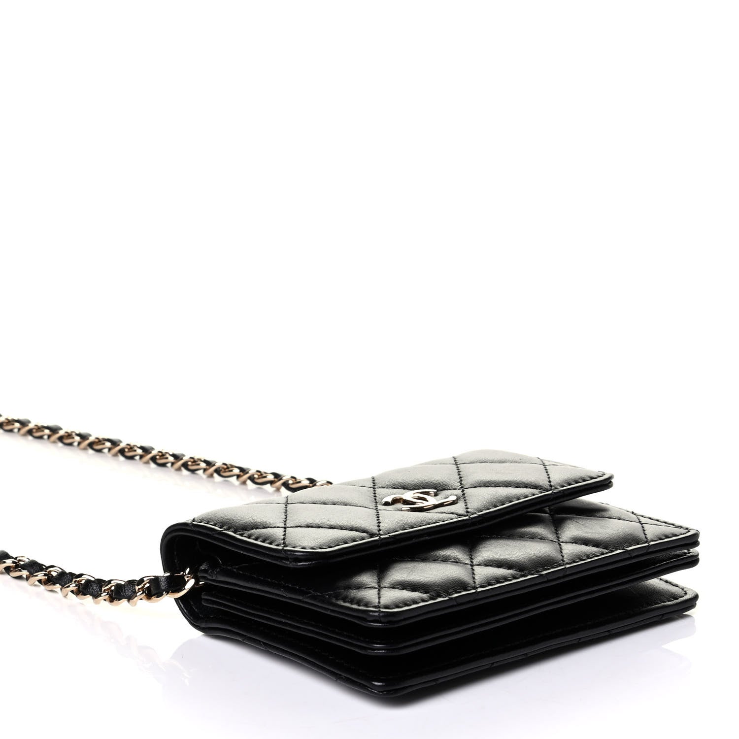 Chanel Lambskin Quilted My Chanel Lady Card Holder On Chain Black 3 of 5
