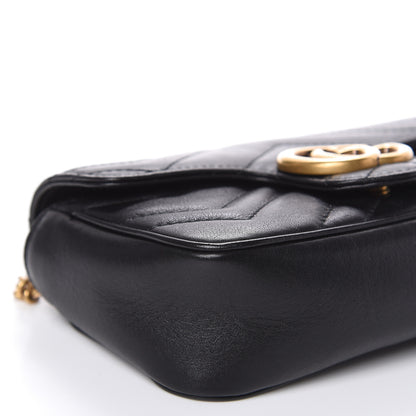 Gucci Calfskin Matelasse Super Mini GG Marmont Shoulder Bag Black 8 of 12