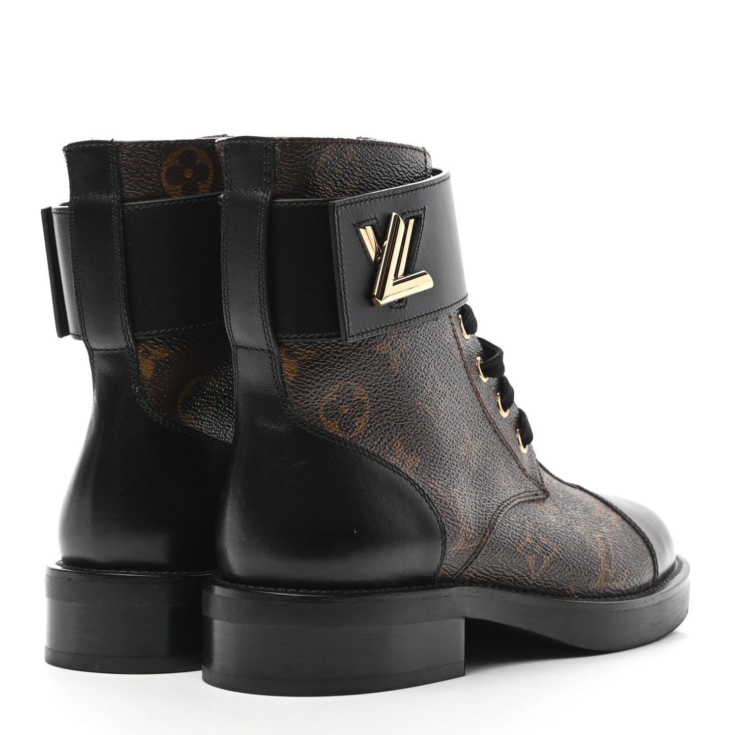Monogram Calfskin Wonderland Flat Ranger Boots 35.5 Black