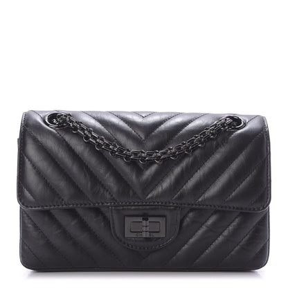 Chanel Aged Calfskin Chevron Quilted 2.55 Reissue Mini Flap So Black 1 of 9