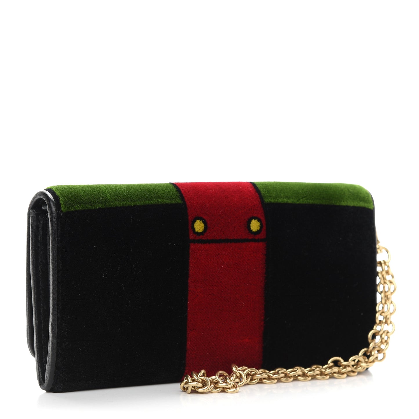 Velluto Ricamo Cahir Chain Wallet Black