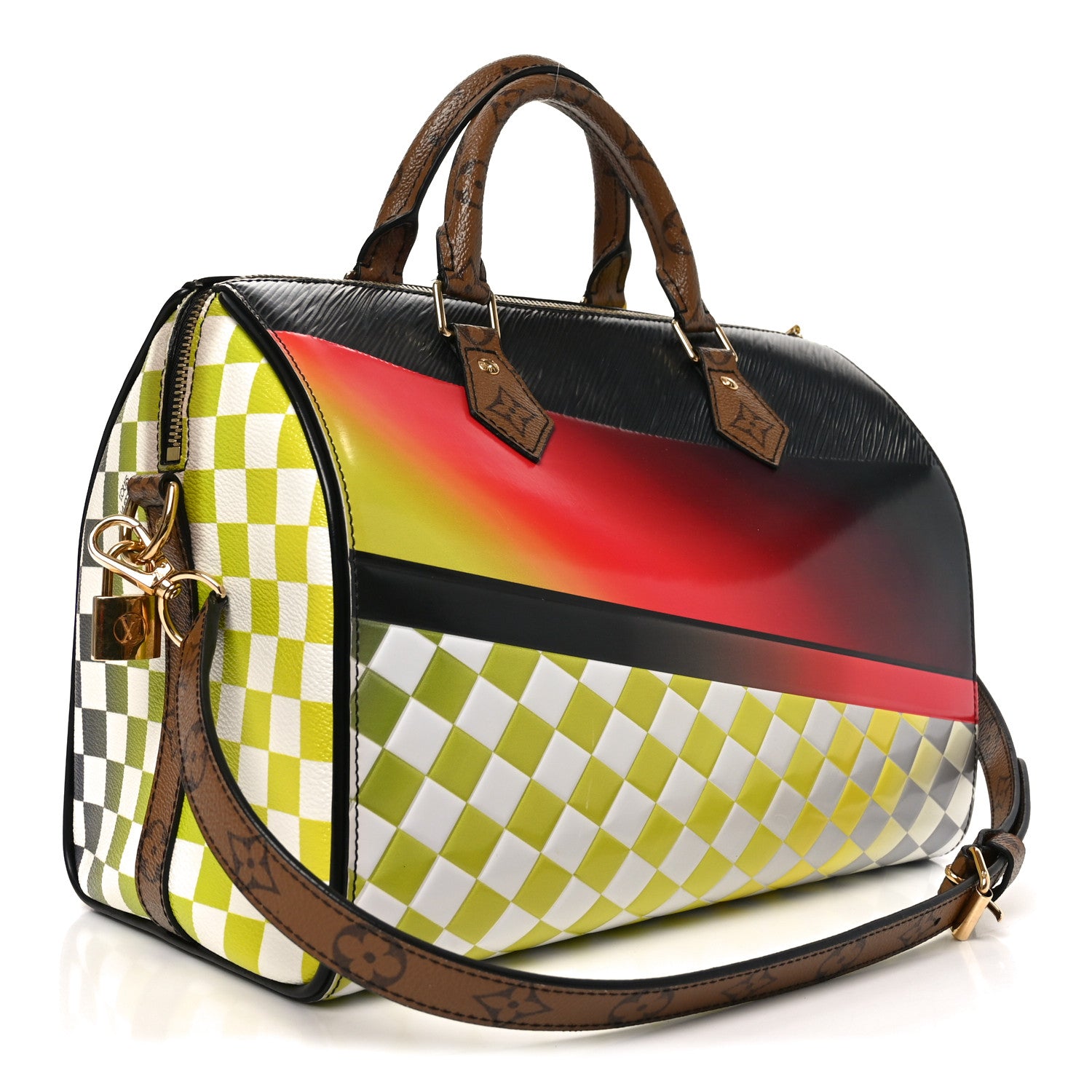 Louis Vuitton Epi Reverse Monogram Damier Race Speedy Bandouliere 30 Black Yellow 3 of 9