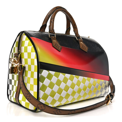 Louis Vuitton Epi Reverse Monogram Damier Race Speedy Bandouliere 30 Black Yellow 3 of 9