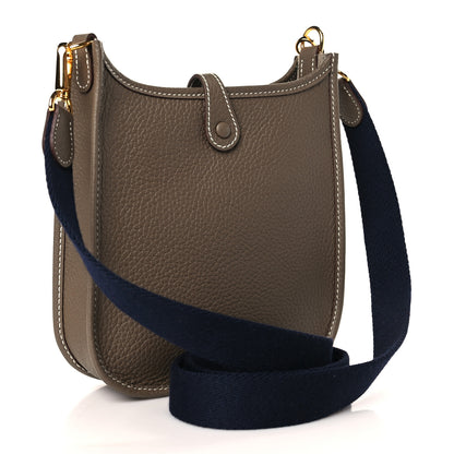 Hermes Taurillon Clemence Amazone Evelyne TPM Etoupe Bleu Indigo 3 of 10