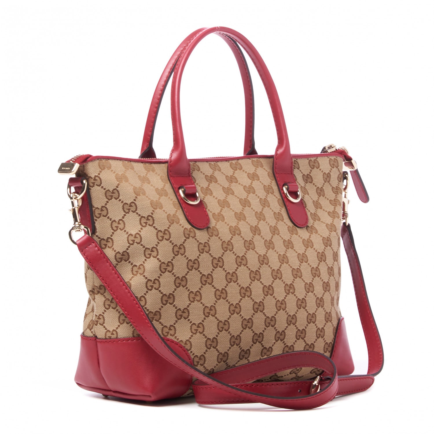 Gucci Monogram Heart Bit Charm Top Handle Tote Red 2 of 8