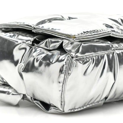 Bottega Veneta Metallic Lambskin Maxi Intrecciato Padded The Belt Cassette Bag Silver 9 of 13