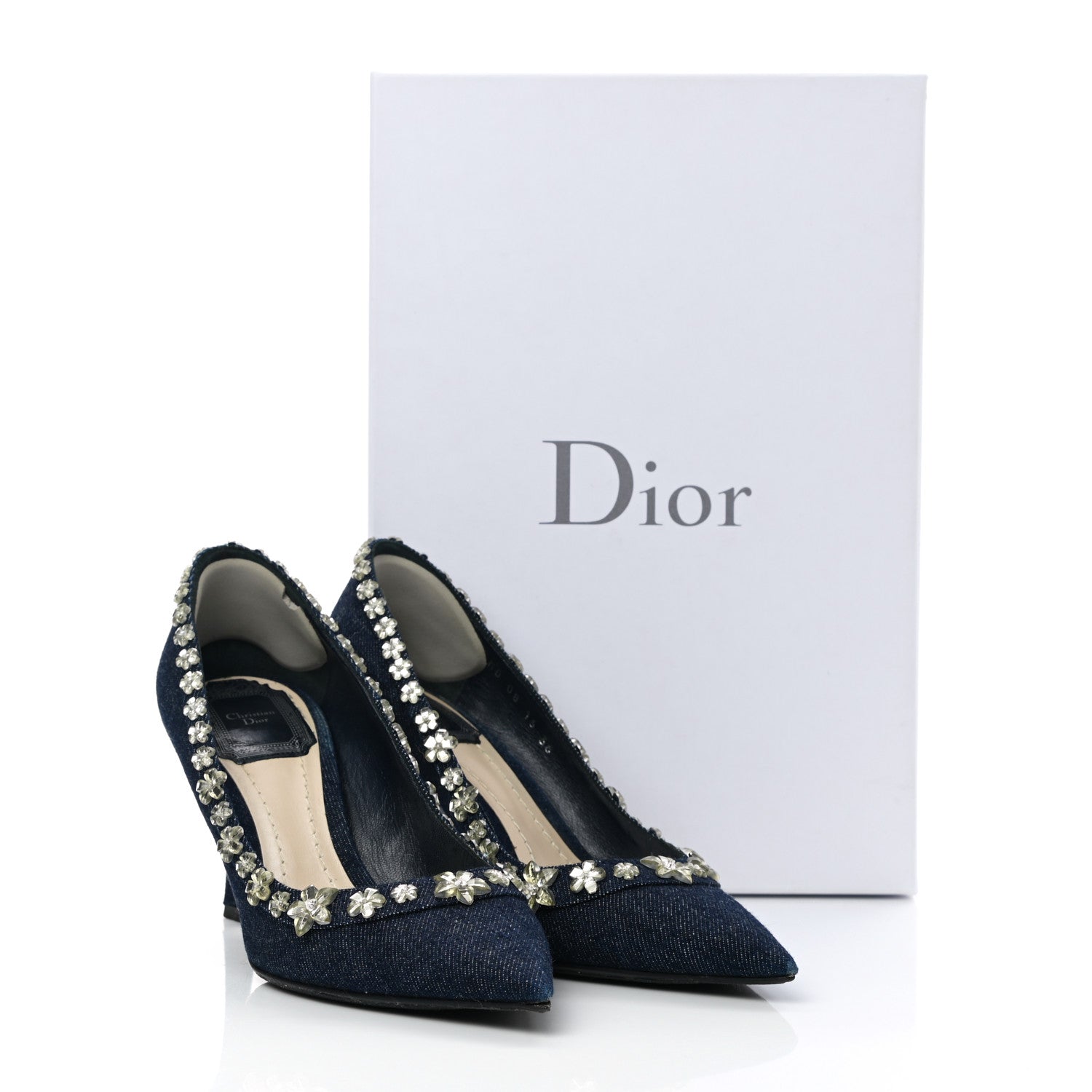 Christian Dior Denim Crystal Garland Pumps 36 Blue Fonce 9 of 9