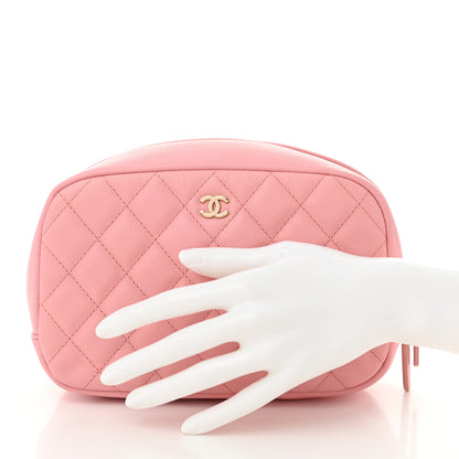Chanel Caviar Quilted Medium Curvy Pouch Cosmetic Case Light Pink 2 of 10
