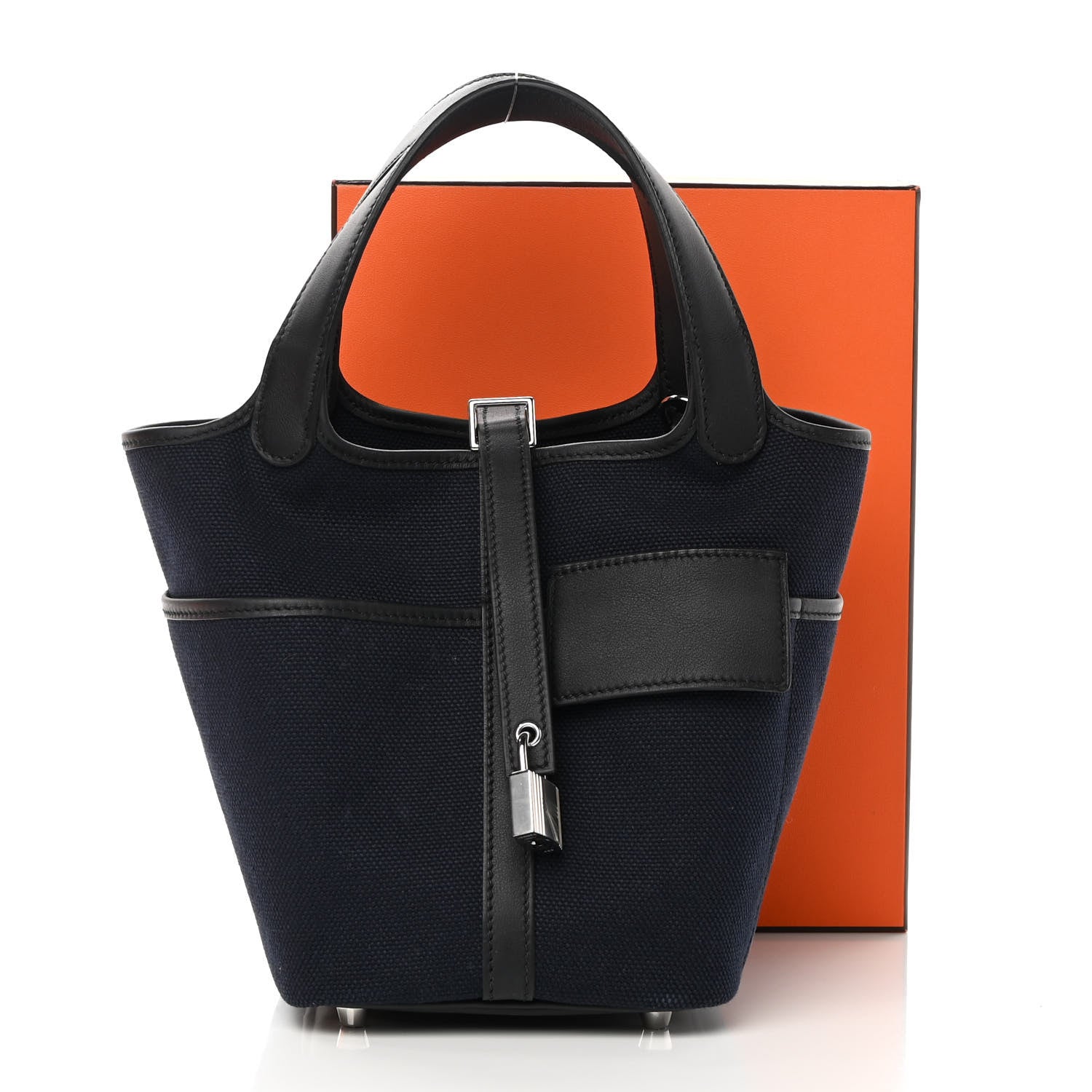 Hermes Toile Goeland Swift Cargo Picotin Lock 18 Bleu Marine 13 of 13