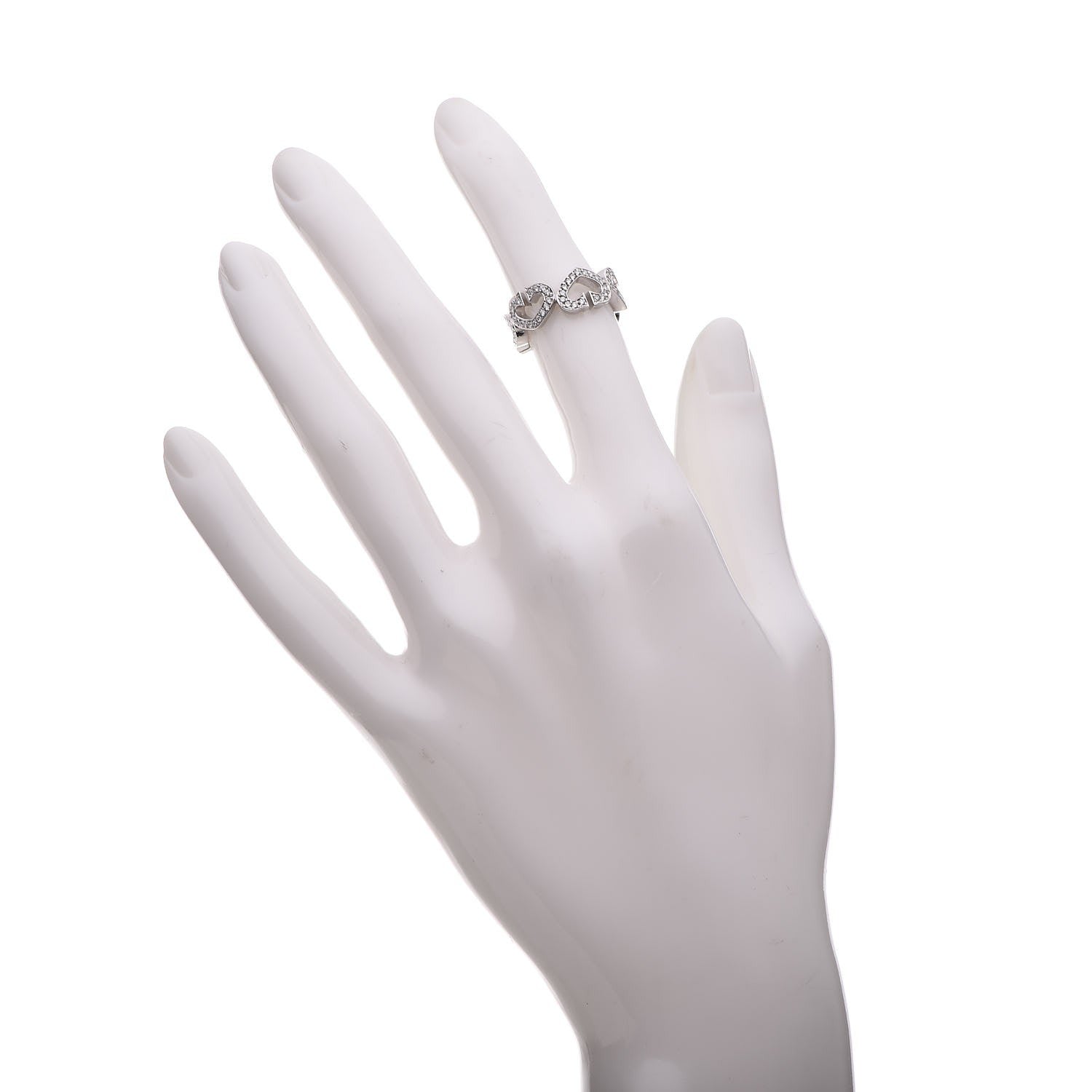 Cartier 18K White Gold Diamond Hearts and Symbols Paved Ring 47 4 2 of 6