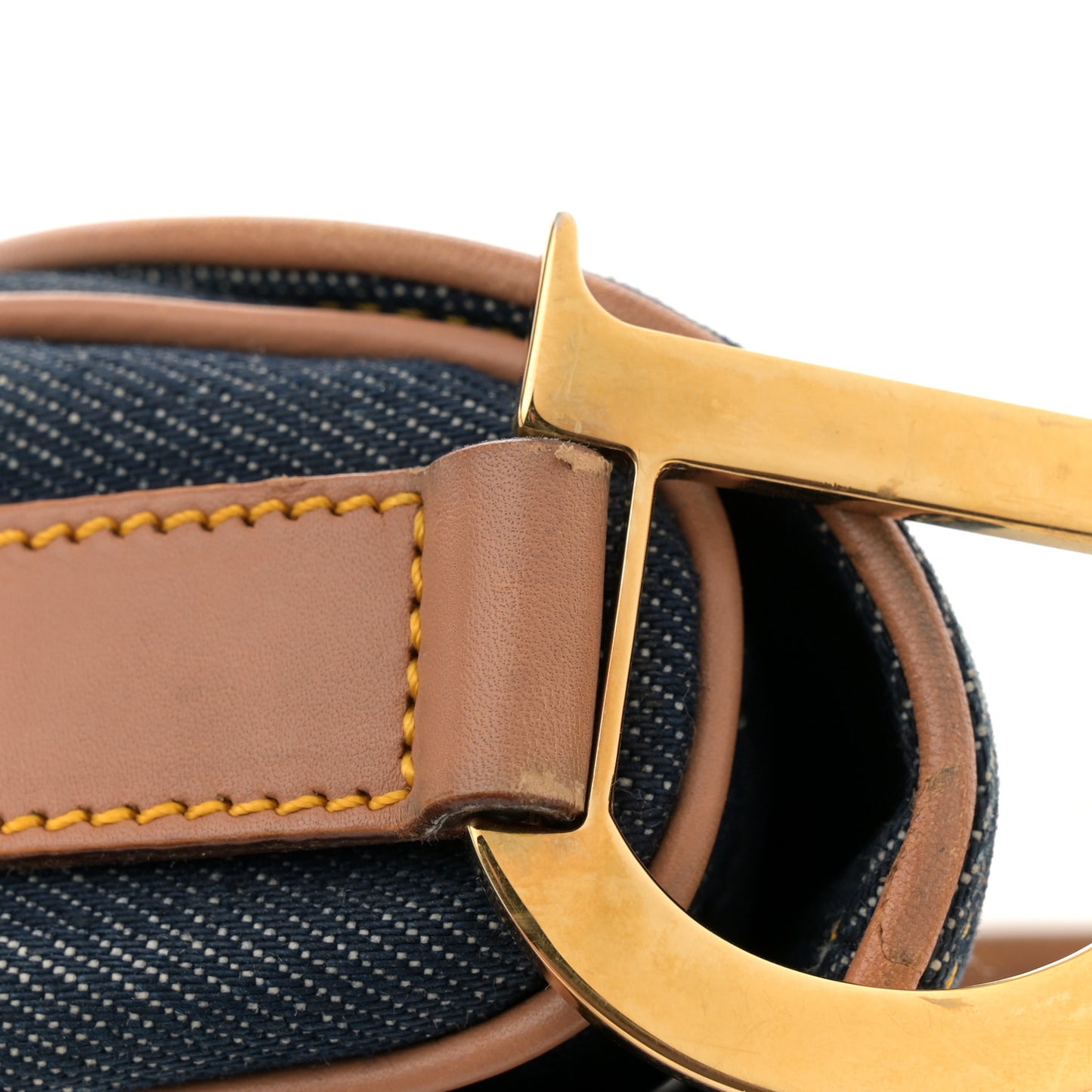 Denim Calfskin Saddle Bag Blue