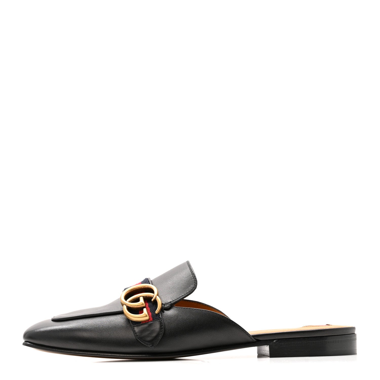 Gucci Betis Glamour Calfskin Web Womens Peyton GG Slippers 39.5 Black 1 of 12