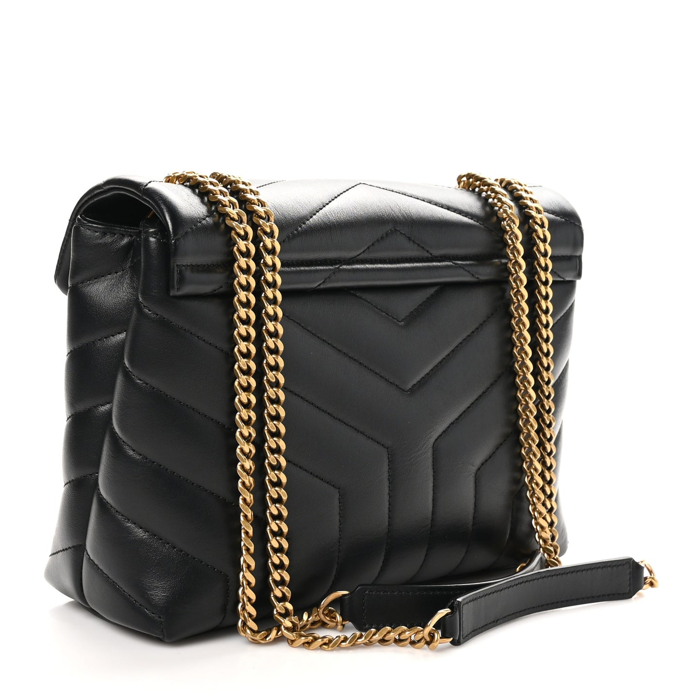 Calfskin Y Quilted Monogram Small Loulou Chain Satchel Black