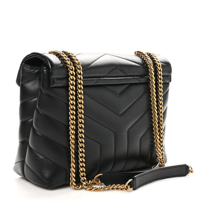 Saint Laurent Calfskin Y Quilted Monogram Small Loulou Chain Satchel Black 3 of 10