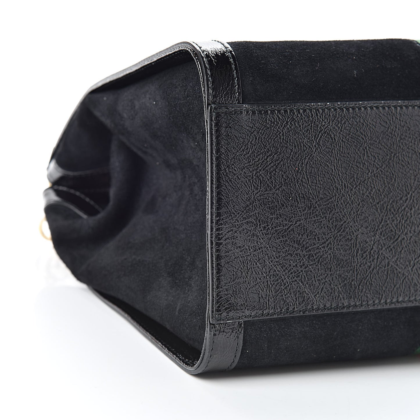 Suede Patent GG Web Medium Ophidia Tote Bag Black