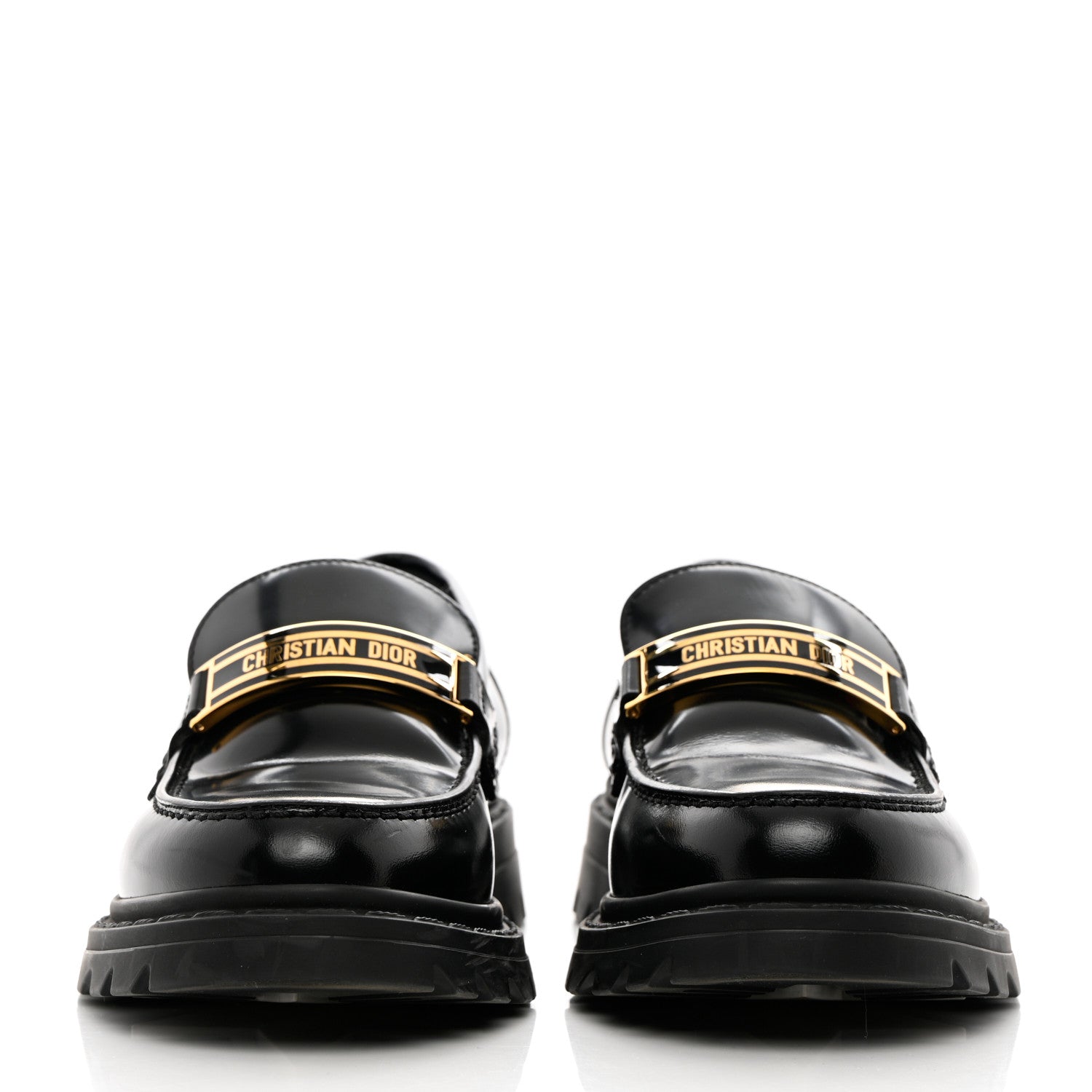 Christian Dior Brushed Calfskin Dior Code Lug Sole 15mm Loafers 37 Black 2 of 14
